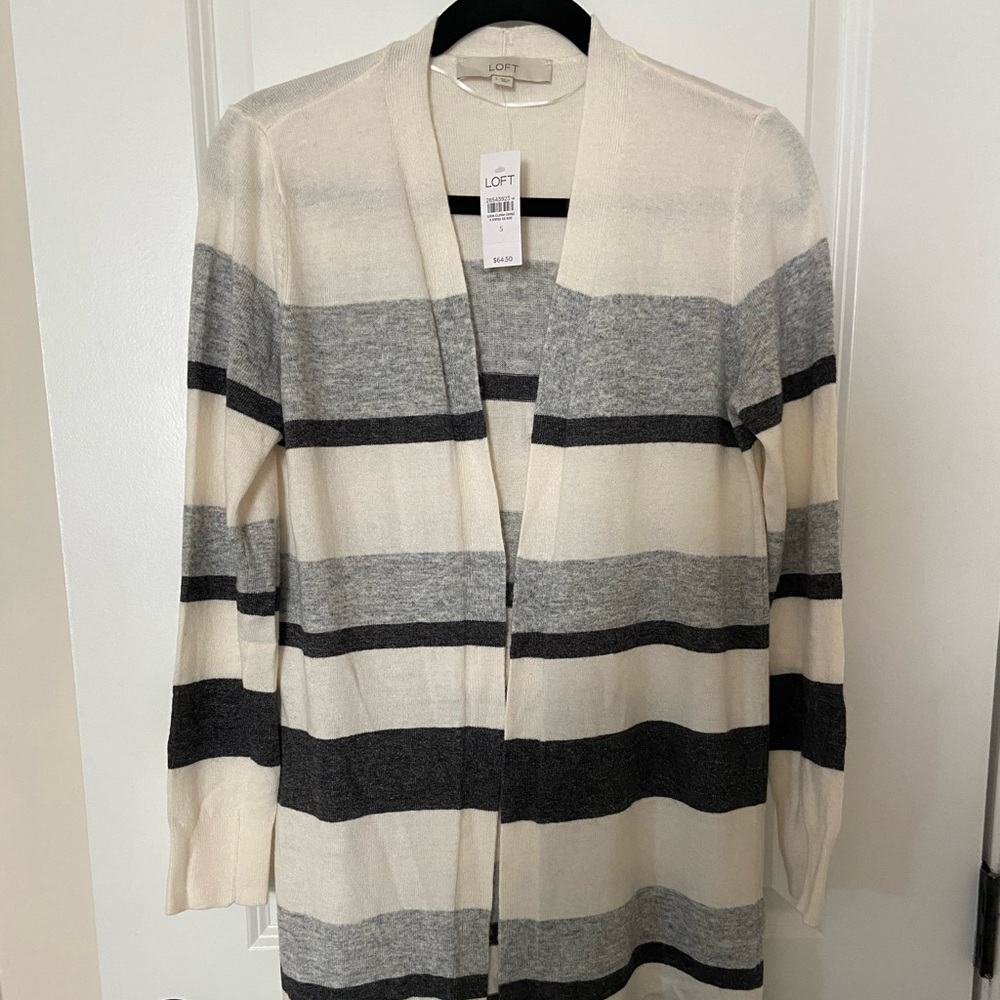 LOFT White and Gray Sweaters